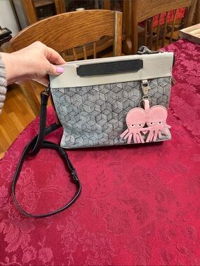 Min Mon Tan & Black Leather Two-Way Bag w/ Octopus Charm